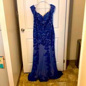Dress royal blue with flower designs